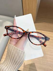 1pc Women's Casual Retro Cat Eye Shaped Burgundy Fashion Small Frame Plain Glasses, Suitable For Daily Wear And Street Photography - Multicolor - View 10