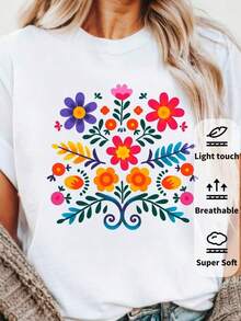 New Women's Short-Sleeved T-Shirt For Autumn/Winter, With A Round Neck, Ideal As A Wardrobe Staple. Featuring A Relaxed Fit And Modern Print, This High-Quality Pure Cotton T-Shirt Offers Comfort And A Pleasant Feel For Everyday Wear. 100% Cotton - 白色-5 - 查看 6