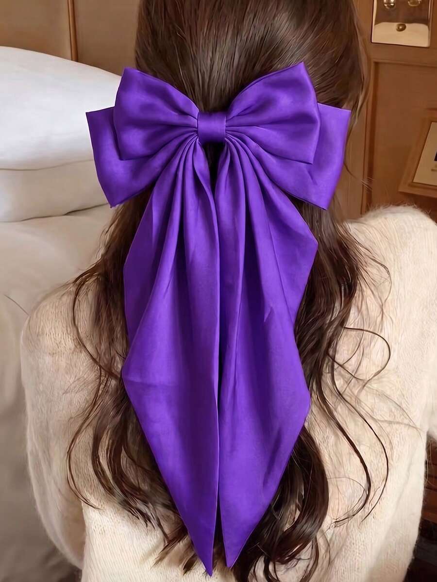1件裝女款蝴蝶結髮夾套組,附長流蘇緞帶,適合日常配戴,可愛飾品,情人節髮夾、髮針、髮飾、蝴蝶結髮飾、黑色蝴蝶結,秋冬髮飾,適合度假穿搭,女款情人節禮物,夏季服飾,髮夾 - 紫色 - 查看 1