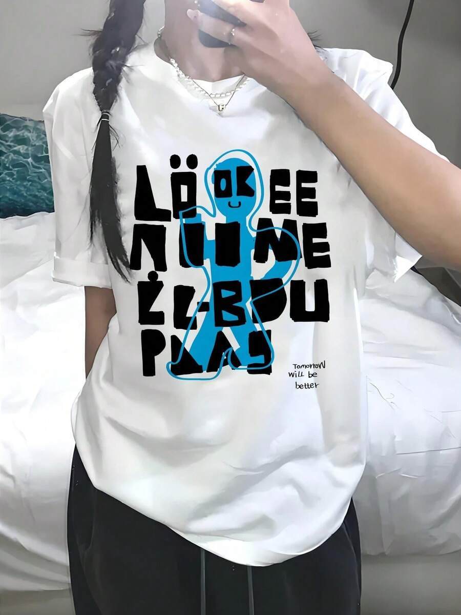 Women's T-Shirt For Spring And Summer - 白色 - 查看 1