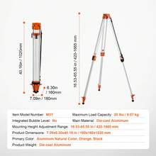 Laser Level Tripod, 5/8"-11 Thread Mount, 16.53-65.55 Inch Height Adjustment, Heavy-Duty Surveying Tripod For Construction Laser Level Scanners, Retractable Legs, Non-Slip Feet, Professional - Professionelle Zugbeine - View 11