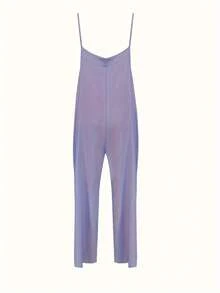 Solid Color Jumpsuit - Purple - View 2