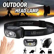 Linterna frontal LED recargable por USB - Portátil, linterna con sensor de movimiento, adecuada para senderismo, camping y trabajos de emergencia - negro - Ver 1