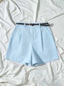 Solid Color Shorts, Essential For Teachers Back To School In Summer - Blue - View 6
