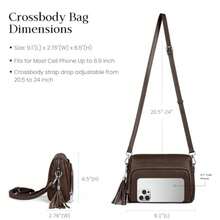befen Genuine Leather Crossbody Purses for Women Small Crossbody Bags Purse with Built in RFID Blocking Wallet - Gris claro - Ver 5