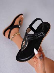 2026 Neue Kollektion Böhmischer Stil Sandalen Damen Zehentrenner Flache Schuhe Pailletten Zehenstegsandalen Sommer Riemchensandalen Mode Bequem Strandsandalen Römische Sandalen Klassische Damenschuhe Modische Slipper Premium Freizeitschuhe - Champagnerfarben - Übersicht 5