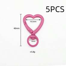 5 piezas Anillos de llave con broche de langosta en forma de corazón giratorio de colores, conector de resorte, hebilla de resorte en forma de corazón rojo pequeño, accesorios de joyería DIY, anillo abierto de corazón esmaltado para llavero, adecuado para bolsos, correas de perro, llaves, fabricación de joyería DIY - llavero de amor - Ver 13
