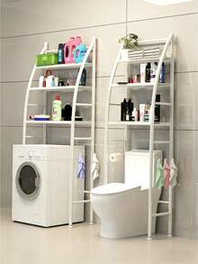 3-Tier Metal Washing Machine Storage Rack, Freestanding Shelf, No Drilling Required, Space-Saving, Sturdy And Durable, Suitable For Storing Items Above Washing Machine And Toilet, Applicable For Bathroom And Laundry Room - Multicolor - View 1
