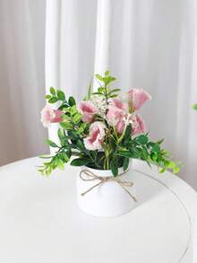 1pc 7.8inch(H) Artificial Flower Pot Home Living Room Bedroom Bathroom Dining Room Tabletop Decor Wedding Party Scene Decoration - Multicolor - View 2