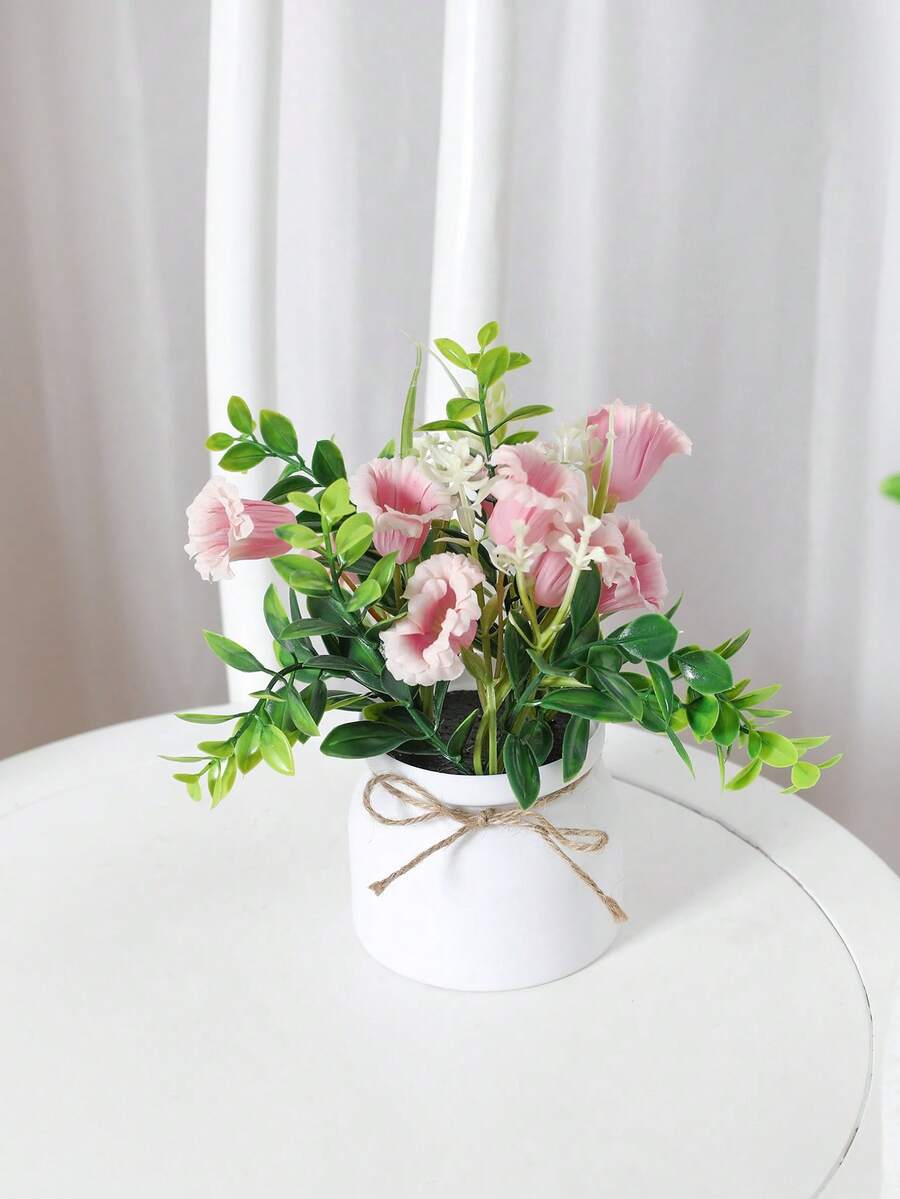 1pc 7.8inch(H) Artificial Flower Pot Home Living Room Bedroom Bathroom Dining Room Tabletop Decor Wedding Party Scene Decoration