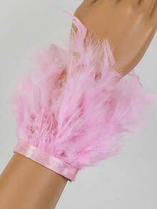 Guantes de encaje con plumas falsas y brazalete con cisne para mujer, accesorio de disfraz de Halloween - Multicolor - Ver 11