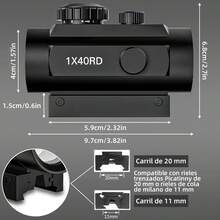 Mira Réflex Red Dot 1*40 Puntos Rojos para Caza Cinegética - Negro - Ver 2