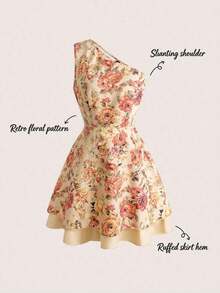Vestido mini ajustado estampado para mujer, vestido corto elegante, vestido mini, adecuado para citas, vacaciones, salir a cenar y otras ocasiones - Multicolor - Ver 6