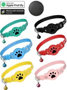 1pc Adjustable Reflective Cat Collar, Pet Cat Locator Collar Compatible With Apple Find My/ Find Hub Tracker, 7-9 Inch Animal Print Design, Detachable Collar For Cats - Multicolor - View 11