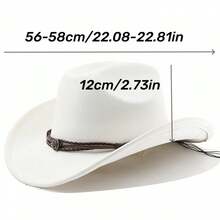 Women Men Western Cowgirl Hats Fashionable Belt Decor Rolled Up Brim Jazz Caps For Outdoor Travel - Army Green - View 7