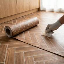 1 Roll Herringbone Wood Look Floor Tile Stickers, Self Adhesive Waterproof Flooring Tiles, Removable DIY Floor Decals For Kitchen Bathroom Bedroom, Peel And Stick Floor Covering For Renters - 1PC - View 12