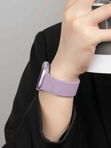 Huastonband 淡紫色與粉色荔枝紋理矽膠錶帶，適用於 Series 3/2/SE/S11/S10/S9/S8/S7/S6/S5/S4/S3/S2/S1 Ultra，適合 38/40/41/42/44/45/46/49mm 手錶，時尚創意設計，柔軟舒適，磁吸扣設計，適合戶外運動、瑜伽、健身，男女通用智慧手錶配件 - 紫色砂粉 - 查看 5