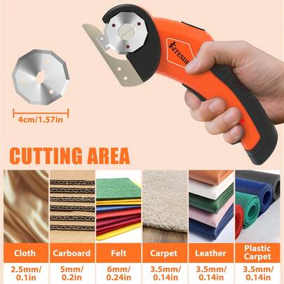 Cordless Electric Scissors, Rotary Cutter With Safety Lock & LED Light, 4.2V Rechargeable Fabric Cutter, Electric Box Cutter For  Carpet Carton Leather Cloth, DIY Tool Set