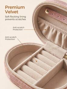 Large Capacity Jewelry Storage Box, Luxury Velvet Ring And Jewelry Box, Portable Compact Jewelry Organizer, Travel Accessory, Multiple Types Of Jewelry - Multicolor - View 3