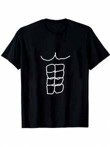T-shirt blanc pour homme, imprimé << Mes huit muscles », motif géométrique musculaire, amusant, haut d'été léger, col rond, manches courtes, coupe classique, lavable en machine, t-shirt de fitness pour un usage quotidien, l'été et les vacances. - Noir - Voir 1