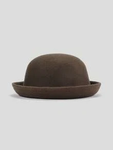 1 buah Topi Mini Bulat, Warna Polos, Kasual, Wanita, Untuk Perjalanan Sehari-hari - A - View 13