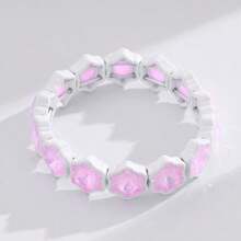 1pc Fashion Mocha Color Ice Flower Bracelet, Candy Color Glass Crystal Alloy Elastic Bangle, Holiday & Thanksgiving Gift - Ice Flower Bracelet - View 23