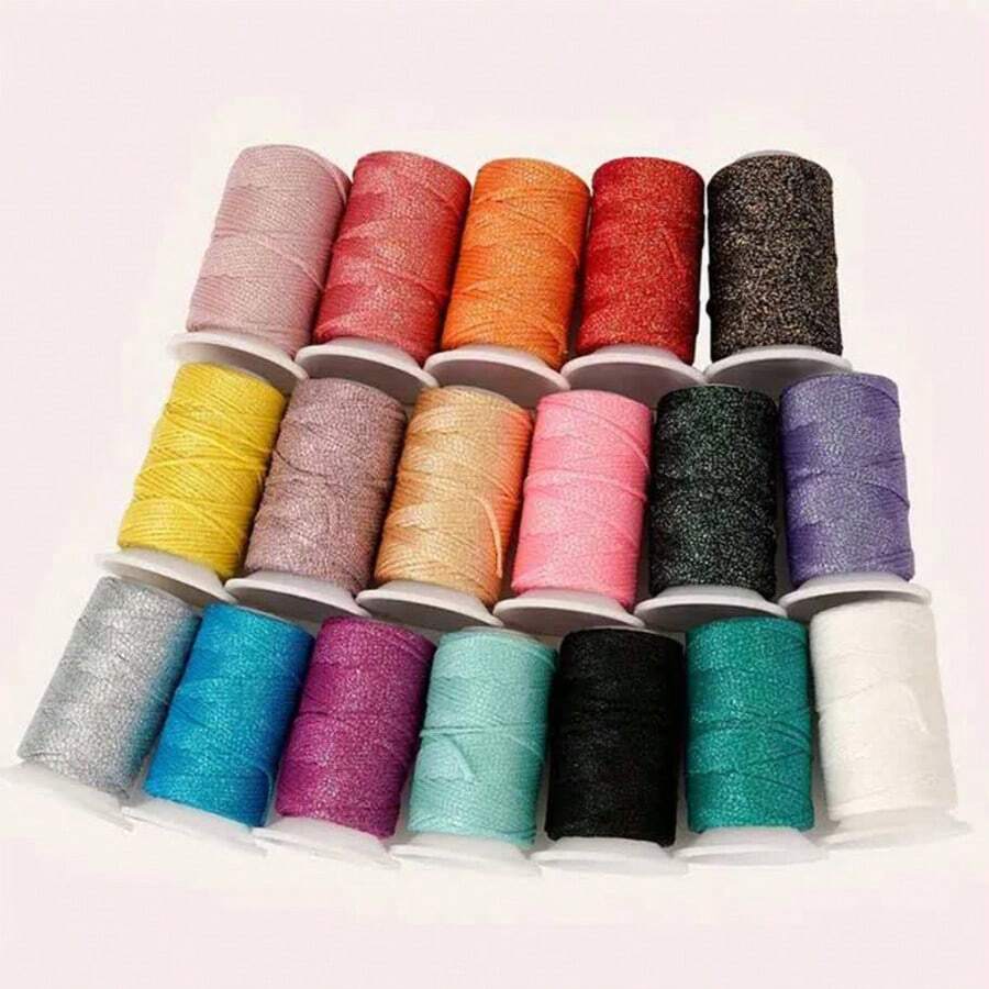40m/Roll, Multicolor Shiny Metallic Yarn, Hollow Knitting Thread, 2mm Handmade Weaving Cord, Suitable For DIY Crochet Bags, Gift Box Packaging, Christmas Decorations, Crochet, Lace And Home Decor - Handicrafts And Holiday Items