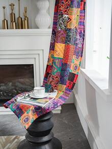 Bubaba 1pc Colorful Patchwork Pattern Blackout Curtains, Bohemian Rectangular Vintage Style Decorative Window Curtains Suitable For Party, Cafe, Gym, Bedroom, Living Room, Dining Room, Kitchen, Home Use, All Season - Multicolor - View 7