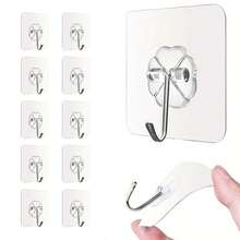 1pc/10pcs/20pcs/30pcs Heavy Duty Self-Adhesive Wall Hooks, Waterproof Bathroom Hooks, Damage-Free Storage Hooks, Multi-Functional Wall Hooks - Multicolor - View 5