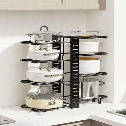 8 Tier Pot Organizers Rack With 3 DIY Methods, Adjustable Pan Organizer Under Cabinet Kitchen Organization And Storage Pots And Pans Organizer Under Cabinet