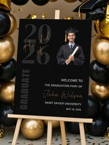 Cartel de Bienvenida de Graduación Personalizado con Foto Personalizada, Nombre, Escuela y Año de Graduación - Cartel de Fiesta de Graduación Personalizado para Graduado 2026, Decoración de Graduación - Multicolor - Ver 7