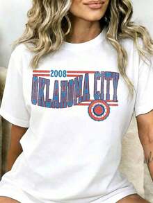 Oklahoma City Basketball Championship Jersey Cotton2008, White, Vintage, Sporty, Casual, Summer, For Team Fans, Must-Have. - 白色 - 查看 1
