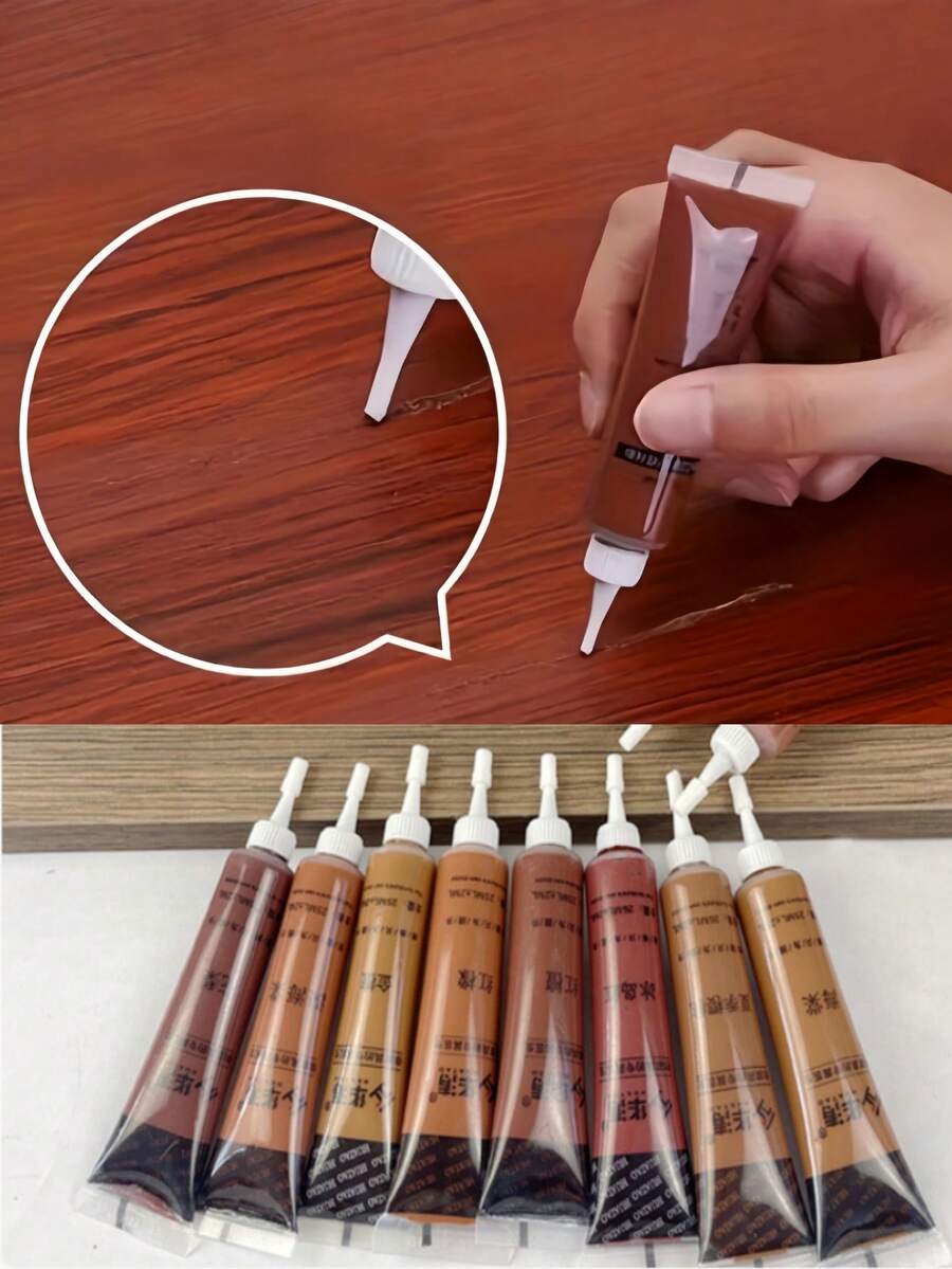 Pasta Perbaikan Furnitur Seri Merah-Cokelat Tua, Pengisi Warna Pintu Kayu, Dempul Berbasis Air untuk Perbaikan Lantai & Kayu - A - View 1