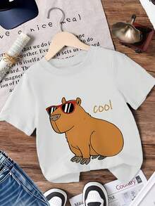 Short-Sleeved T-Shirt, 95% Cotton - Soft And Breathable, Ideal For Casual Summer Wear And Outdoor Sports, With A Loose-Fitting Round Neck, Printed T-Shirt Suitable For Spring, Summer And Autumn - Comfortable T-Shirts For Everyday Wear. - 白色 - 查看 1