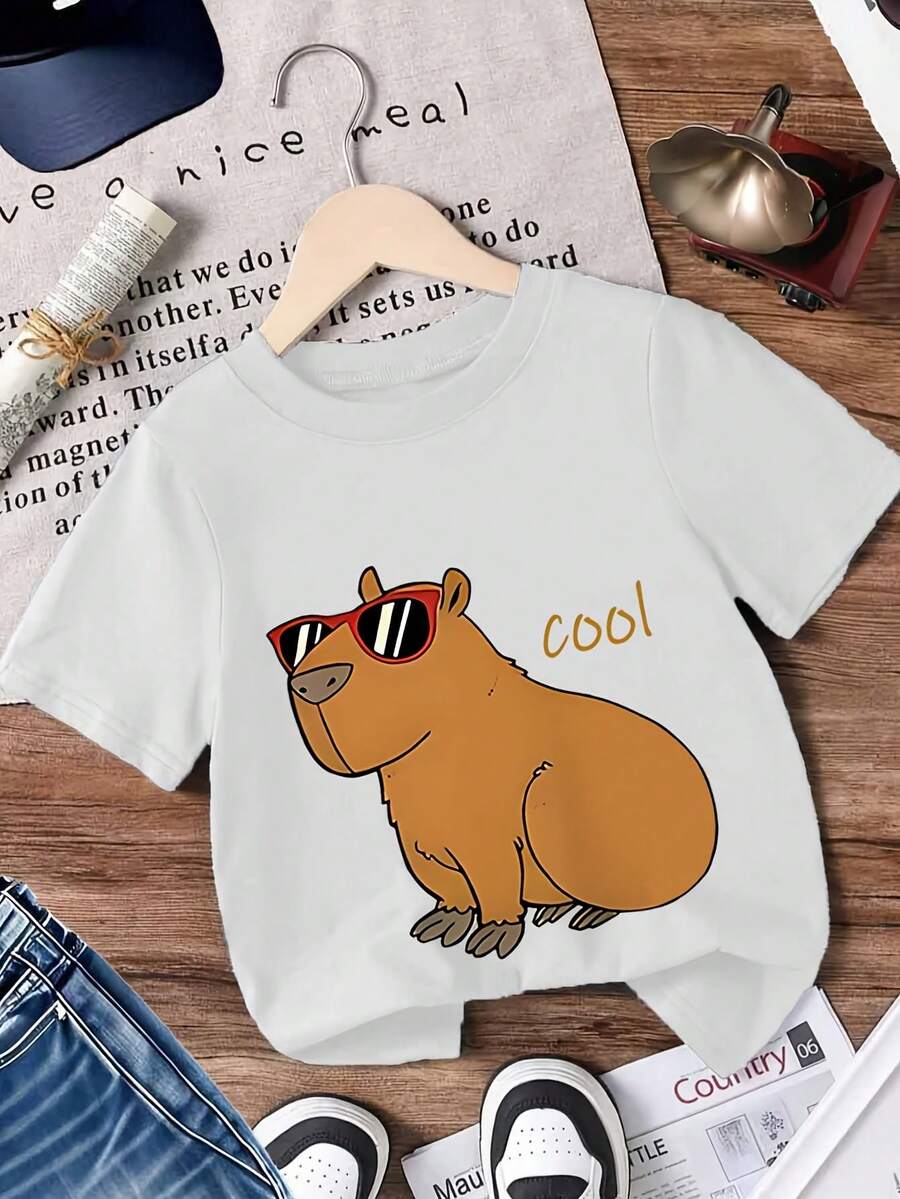 Short-Sleeved T-Shirt, 95% Cotton - Soft And Breathable, Ideal For Casual Summer Wear And Outdoor Sports, With A Loose-Fitting Round Neck, Printed T-Shirt Suitable For Spring, Summer And Autumn - Comfortable T-Shirts For Everyday Wear. - 白色 - 查看 1