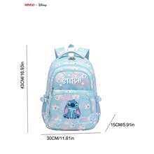 Balo MINISO X Disney Stitch, túi đi học màu xanh nhạt họa tiết hoa nhuộm loang phù hợp cho công sở, học tập và du lịch - màu xanh nhạt - Xem 3