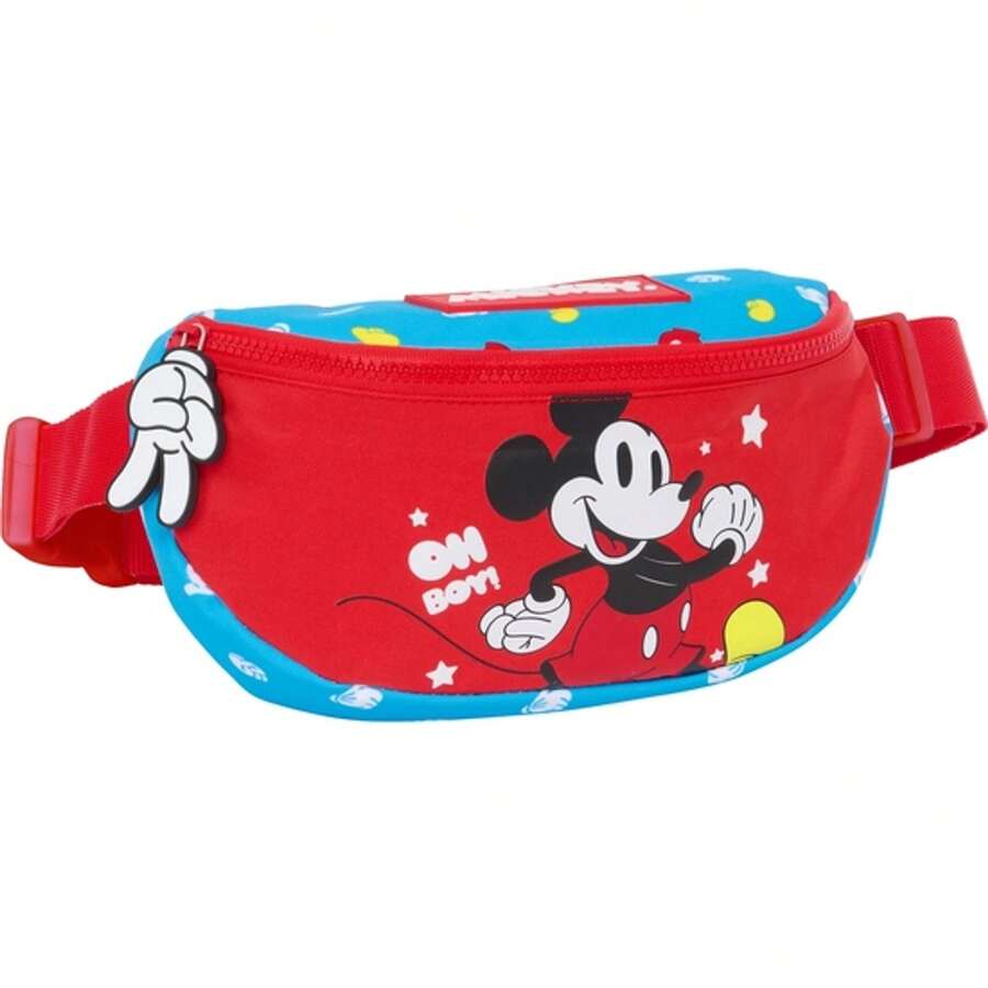 Safta | Disney Mickey Mouse Fantastic Kids Fanny Pack, Large Main Compartment With Zipper, Adjustable Strap With PVC Closure, School Accessory For Back To School, Red And Blue - Fantastic - View 1