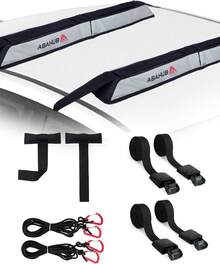 Abahub Soft Roof Rack Pads With 2 Tie Down Straps, 2 Tie Down Ropes, 2 Hood Loops And Storage Bag, For Surfboard, Kayak, Canoe, Heavy Duty Universal Car Roof Racks System - White - View 12