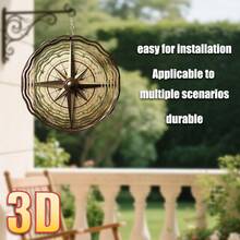 3D 1pc Vintage Compass Directional Indicator, 10in*10in With Rotating Hook, 360° DIY Creative Wind Spinner, Wind Powered Rotation, Easy Installation, Suitable For Christmas, Halloween, And Other Holiday Gifts (Pendant Not Included), Random Style - A - View 6