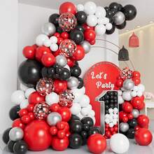 96pcs Red Black White Balloon Garland Arch Kit, Assorted Sizes Red Black White Silver Multicolor Balloons, Suitable For Boys Girls Children Shower Birthday New Year Graduation Wedding Racing Poker Party Decoration - Multicolor - View 9
