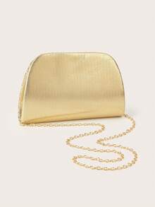 REMANLAND Women's Evening Clutch Bag, Gold Shiny Fashion Sequin And Round Metal Ring Decoration. Can Be Used As A Portable Makeup Bag, Crossbody Bag, Wallet And Envelope Clutch, With Detachable Metal Chain. Suitable For Attending Balls, Wedding Season, Parties, Holiday Gatherings, Carnivals, Christmas And Halloween, It Is A Great Gift Choice. - Gold - View 6