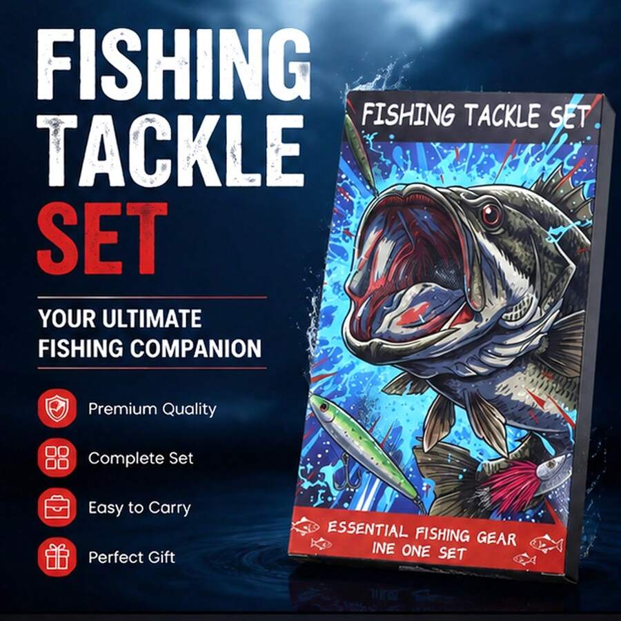 KecchKrezing Complete Fishing Lure & Hook Gift Set With Realistic Soft Baits And Various Fishing Accessories, Portable Storage Box, Suitable For Freshwater Wild Fishing, Beginner Fishing Enthusiasts Holiday Gift