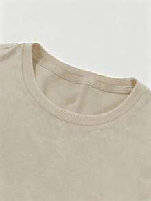 Camiseta vintage con estampado de copos de nieve desgastado, primavera/verano - Rojo - Ver 3