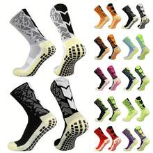 1 Par/4 Pares/5 Pares/8 Pares Meias Esportivas de Futebol Antiderrapantes, Absorventes de Suor, Resistentes a Odores com Aderência Pontilhada, Meias Profissionais de Cano Médio de Toalha Grossa para Absorção de Suor, Antiderrapantes e Duráveis - Multicolorido - Visão 8
