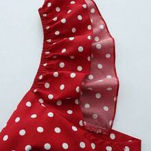 . .  Vestido largo con estampado de lunares, cuello en V, mangas con volantes, cintura plisada, espalda descubierta y lazo, estilo casual de vacaciones, primavera/verano - Rojo - Ver 4