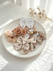 10pcs/Set Candy Color Floral Bow Hair Ties, No Pulling, High Elasticity, Sweet & Cute Hair Accessories - Multicolor - View 5