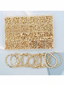 1330pcs (4-7mm) Mixed Color Heart, Star, Round Spacer Beads Set, DIY Handmade Jewelry Bracelet Pendant Beading Craft Accessories - Multicolor - View 8