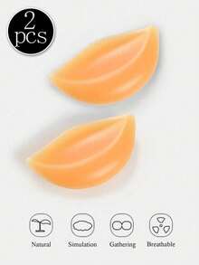 1 Pair Silicone Breast Pads, Suitable For Small Bust, Can Shape Flat Chest To Look Fuller, Waterproof Fake Boobs Enhancer Pads, Built-In Invisible Bust Pads For Swimsuit Bikini Bras - Beige - View 2