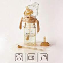 New 240ml/8oz 2-In-1 Square-Shape PPSU Baby Feeding Bottle With Weighted Straw And Handle, Baby Bottle, Straw Cup, Drinking Bottle With Straight Tube - Multicolor - View 9