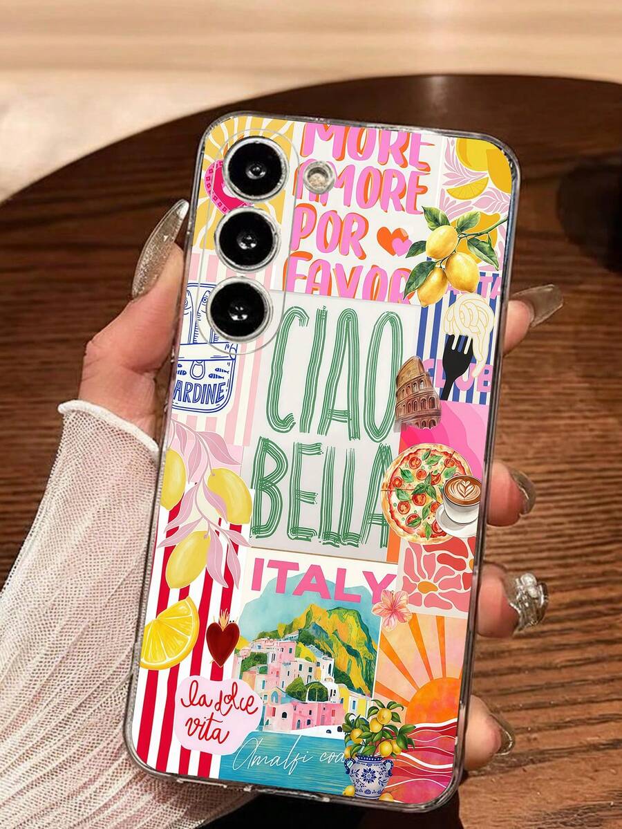 1pc Line Slogan Lemon Casual Vacation Style Soft Phone Case Protective Cover Compatible With Huawei Honor , Galaxy A04e/12/A13/A14/A34/A50/A52/A53/A54/S21/S22/S23/S24/S25/S25Ultra/S25FE/S26/S26 PLUS/S26 ULTRA/S26 EDGE/ 6A/7A/8A/ 12T/13T/15T/15 TPRO - Clear - View 1